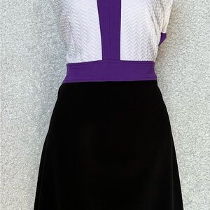 Peter Nygard Black, White and Purple A-Line Dress